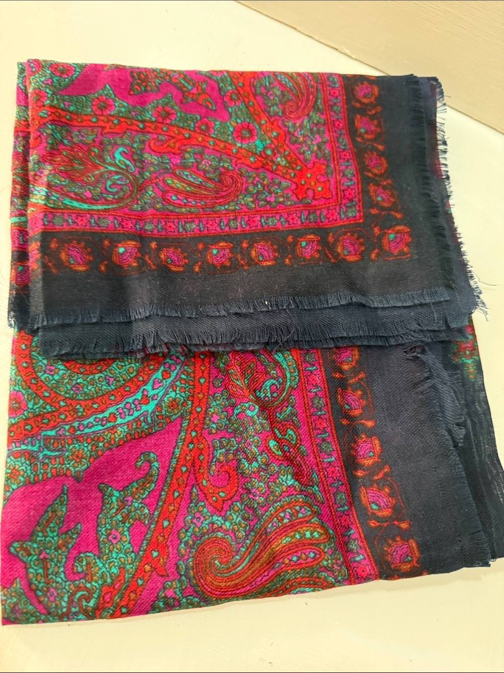Kashmiri Women’s Paisley Print Scarf 🧣 -Reds Greens & Black